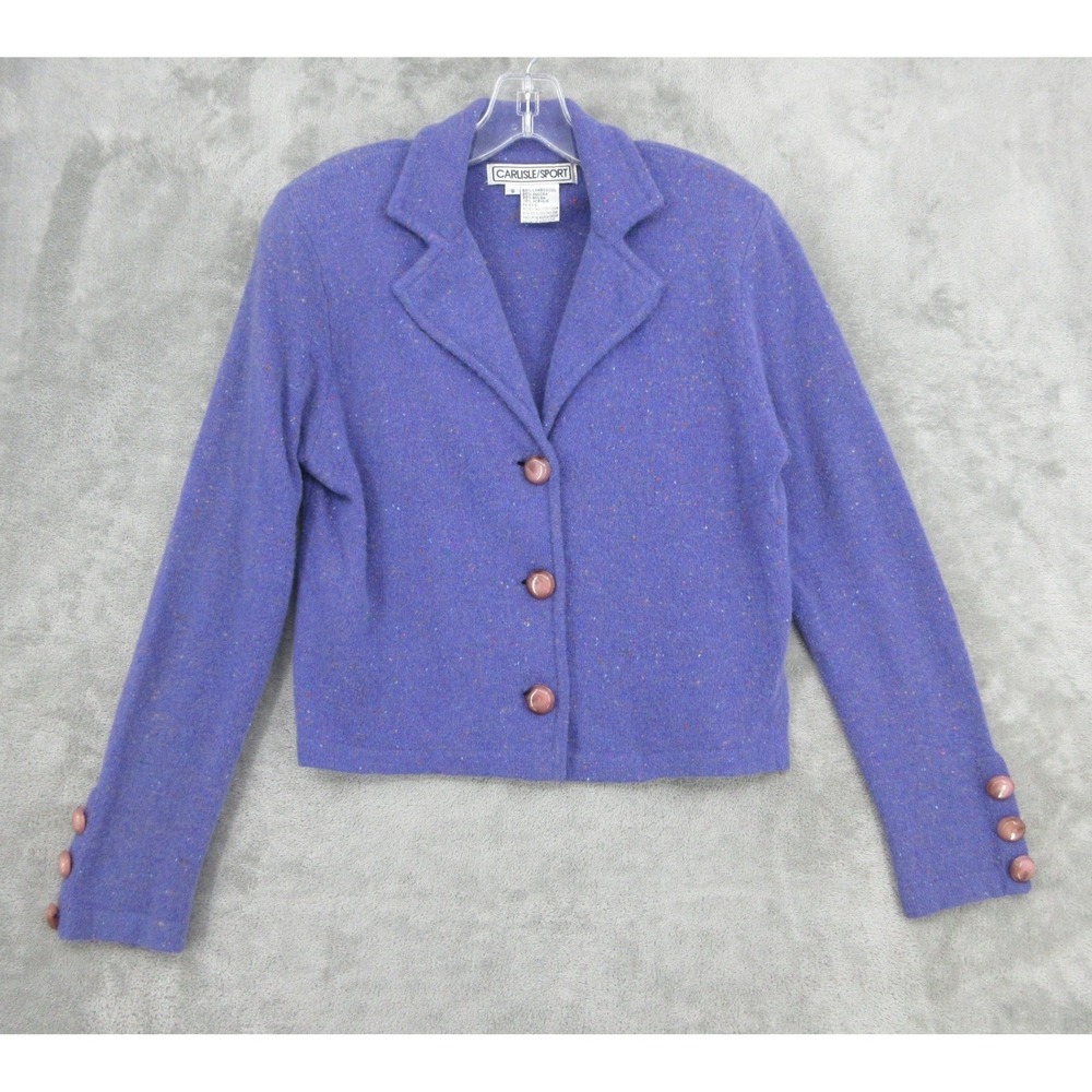 VTG Carlisle Sport Sweater Womens Size S Lambswool Angora Cardigan Quiet Luxury
